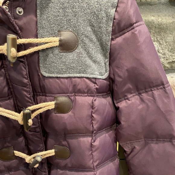Long purple & grey winter coat jacket parka puffer - Picture 7 of 13